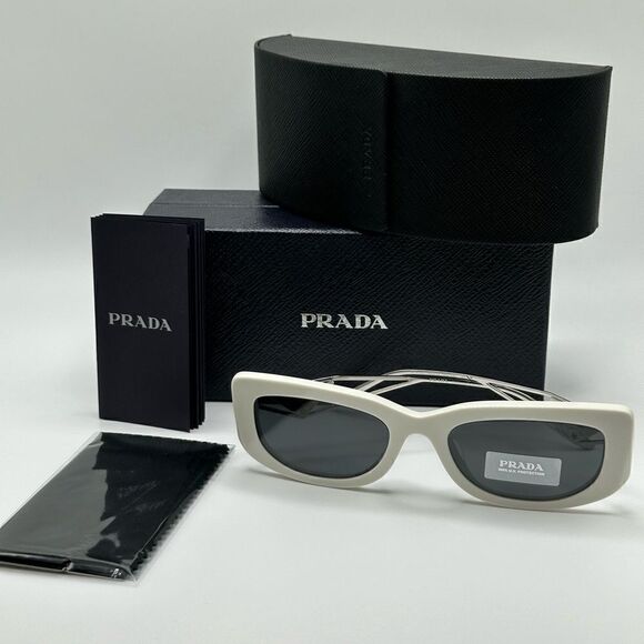 BRAND NEW PRADA PR14YS 1425S0 Talc/Dark Grey Women Sunglasses - Picture 12 of 13